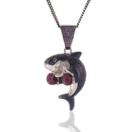 Iced Out Boxing Shark Pendant Collier Mash