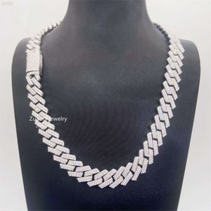 Iced Out Bussdown twee rijen volledig Iced Out 14 mm Vvs1 Moissanite Diamond Miami Cubaanse schakelketting