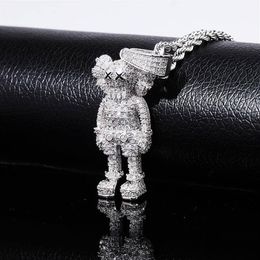 Collier pendentif marionnettes de dessin animé glacé, collier en zircone cubique, bijoux Hip Hop à la mode, cadeau pour hommes Y200810277S