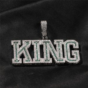 Iced Out Ceo King Name Pendant Couleur Moissanite Handcraft Setting Collier pendentif en argent sterling 925