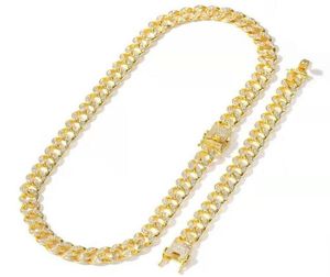 Chaînes glacées Bracelet Collier Jewlery Set Luxury Designer Mens Bling Diamond Cuban Link Chain Bracelets Colliers Gold Silver 3140629