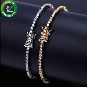 Chaînes glacées Bracelet de tennis en diamant pour hommes Bijoux Hip Hop Bracelets plaqués or 18 carats Micro Pavé CZ Bracelet de luxe étincelant Wris316B