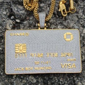 Pendentif en or certifié Hip Hop, Design de carte de crédit glacé, 24 chaînes Franco, collier en diamant, bijoux cadeau pour votre mari
