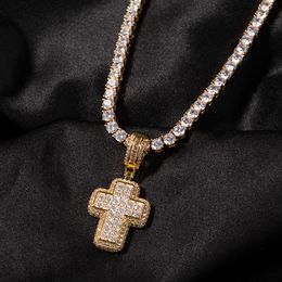 Collier pendentif croix glacée or argent collier Hip Hop bijoux pour hommes