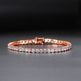 Iced Out Crystal Tennis 14k Gouden Armband voor Vrouwen Punk Hiphop Luxe AAA + Zirconia Bruiloft Gouden Hand Chain Sieraden