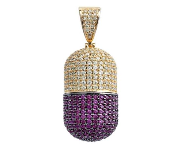 Le zircon cubique glacé peut ouvrir des capsules de pilules Collier pendentif pour hommes femmes hip hop détachab281v36064523243848