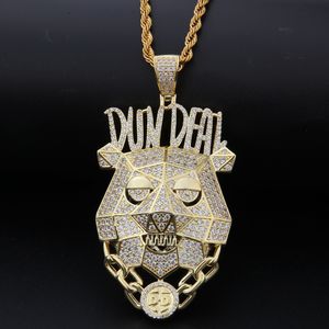 Iced Out Collier pendentif Bundeal personnalisé en or jaune 14 carats Micro Pavé Lab iamond Hip Hop Hommes Bijoux