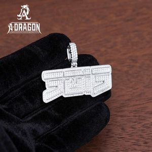 Iced Out aangepaste brief hanger Pass Diamond Tester twee lagen letter naam charme Vvs d kleur Moissanite diamant en ketting 925 St