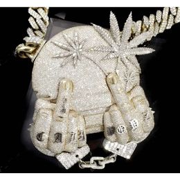Iced Out aangepaste brief Sterling Sier VVS Mossanite Diamond nummer naam hanger hip hop sieraden