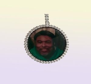 Iced Out Picture personnalisée Pendant Round Classic Zircon Solid Diamètre 685 mm Personnalité hip hop grande taille Po Memory Bling J9761229