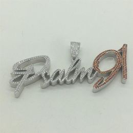 Iced Out personalizado de alta calidad joyería de Hip Hop anillo colgante cadena collar cubano po275s
