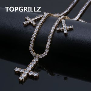 Iced out cz cross hanger ketting tennis kettingen sieraden goud zilver kleur mannen vrouwen charme 18 22 kettingen voor geschenken x0509