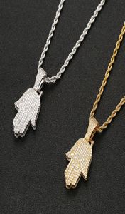 Iced out cz hand hanger ketting goud zilveren kleur kubieke zirkon mannen dames hiphop sieraden voor cadeau5377950