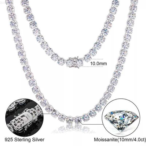 Iced Out d Color Vvs Collar de diamantes Moissanite - Plata de ley 925 - Varios tamaños disponibles