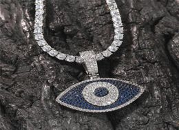 Iced Out Out Devil Eye Pendant Necklace Goud Verzilde heren Bling Hip Hop Jewelry Gift17374222222