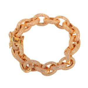 Bracelets en diamant glacé pour hommes, chaîne à maillons croisés en or, bijoux Hip Hop, livraison directe Dh6I7