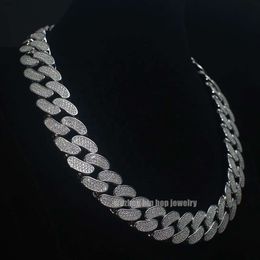 Collier de hiphop de diamant glacé 20 mm de la chaîne lourde S925 Évaluation tierce en argent D Grade Diamond Moisanite Collier cubain