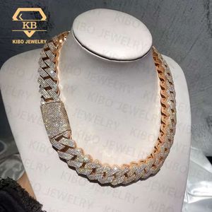 Iced Out Diamond Necklace 8 10 12 15 18 20 mm breedte Mossanite Big Chains S925 Silver Iced Out VVS Moissanite Cuban Link Chain