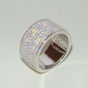 Iced Out Diamond Ring Designer Ring Wide Crystal Band Charme voor vrouw Man Gift Fashion Jewelry