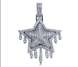 Cadena colgante de colgante de estrella de goteo de hielo cadena de cuerda cúbica de circón cúbico Hip Hop Men Jewelry7971854