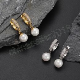 Boucles d'oreilles glacées en perles scintillantes pour femmes, clous d'oreilles Hip Hop pour hommes et femmes, bijoux d'oreille, livraison directe