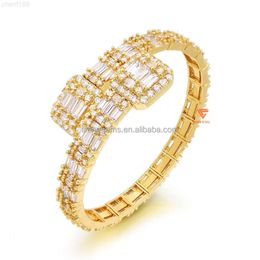 Iced Out Excellent bracelet Personnaliser Bracelet Gold Hip Hop Luxur Baguette Baguette Diamond Moisanite Bracelets