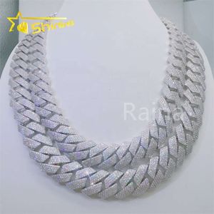 Iced Out Mode Jewelry VVS Moissanite ketting 925 Sterling Silver 18mm Diamond Cuban Link Chain