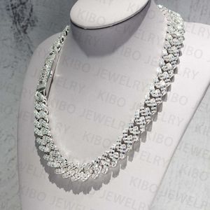 Iced Out voor heren ketting zilveren kettingen Baguette Cut Moissanite Diamond 18mm Vvs Moissanite Cubaanse schakelketting