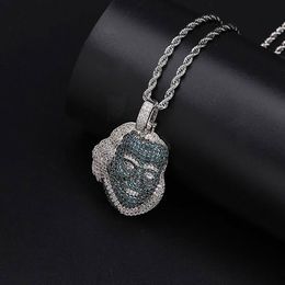 Iced Out Franklin Avatar Hanger Ketting met 60 cm Touwketting Micro Pave Zirconia Gesimuleerde Diamanten Hanger246J