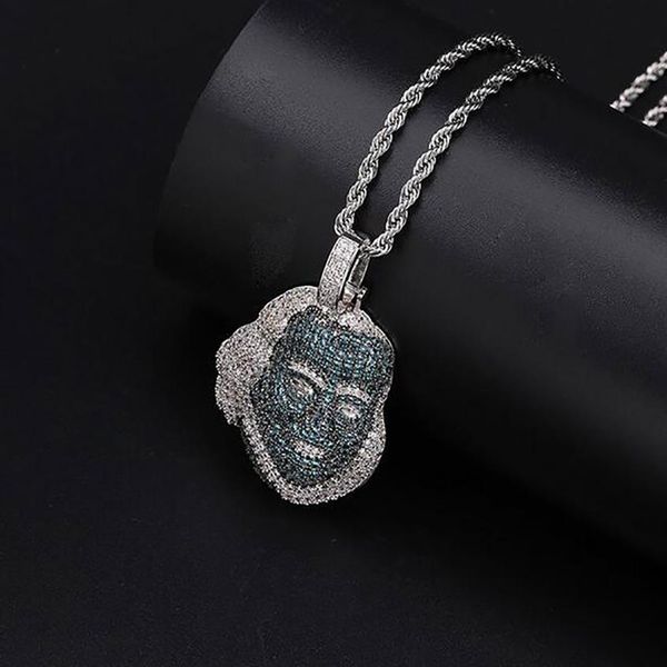 Iced Out Franklin Avatar Collar con colgante con cadena de cuerda de 60 cm Micro Pave Cubic Zirconia Diamantes simulados Pendant239O