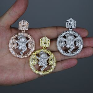 Glacé sur plein cz pavé cirque argent sac pendentif Fit chaîne cubaine collier pour hommes femmes Hip Hop colliers bijoux livraison directe