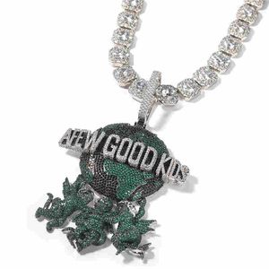 Iced Out Volledige Zirkoon Hoeken Hanger Ketting Met 24 Inch Gratis Touw Ketting Goud Verzilverd Heren Vrouwen Hip Hop sieraden Gift