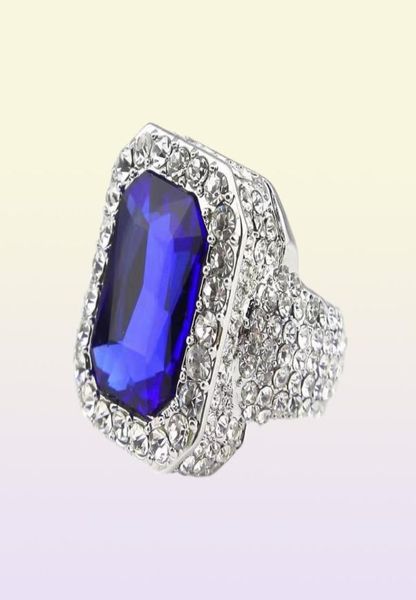 Iced Out Gem Sings for Men Luxury Designer Mens Bling Diamond Colorful Gemstone Ring Hip Hop alliage en alliage Gold Silver Ring Jew3385905