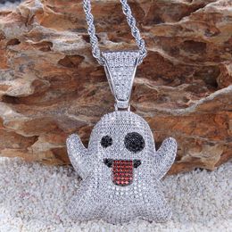 Iced out ghost van grimas ketting hanger met 4mm tennis ketting goud kleur bling kubieke zirkoon heren hiphop sieraden voor geschenk x0509