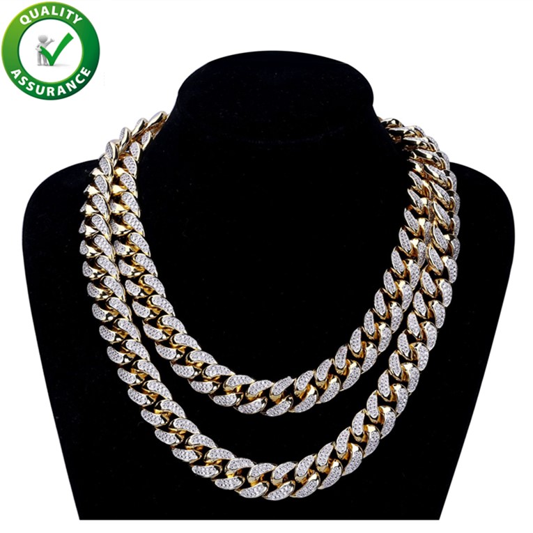 Iced Out Chains Gold Necklace Mens Hip Hop Jewelry Luxury Designer Diamond Cuban Link Micro Paced CZ 18mm Rapper Chain Wedding Accessories