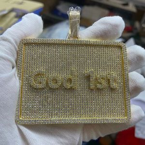 Collier avec pendentif en forme de lettre personnalisée pour hommes, plaqué or glacé, CZ, Hip Hop, bijoux scintillants, cadeau avec chaîne en corde de 3mm et 24 pouces