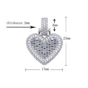 Iced Out Or Argent Rose Coeur Pendentif Pavé 5A Cubique Zircon Pierre avec Boîte Chaîne pour Femmes Dame De Noce Bijoux Drop Ship