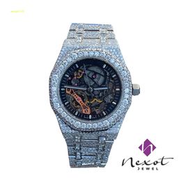 Iced Out Hoge Kwaliteit Moissanite Diamond Mannen Horloge Luxe Goud Zilver Originele Hip Hop Mannen Moissanite Diamond Polshorloge