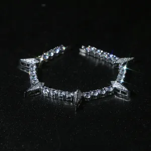 Iced Out Hip Hop Bracelet geplaveid 5 mm Cz Stone verharde tennisketen met spike charmarme armbanden Silvertate Punk Styles Women Men Hiphop Sieraden Groothandel