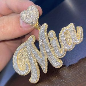 Iced Out Hip Hop Moissanite eerste brief aangepaste naam rapper hanger voor mannen vrouwen personaliseren sieraden