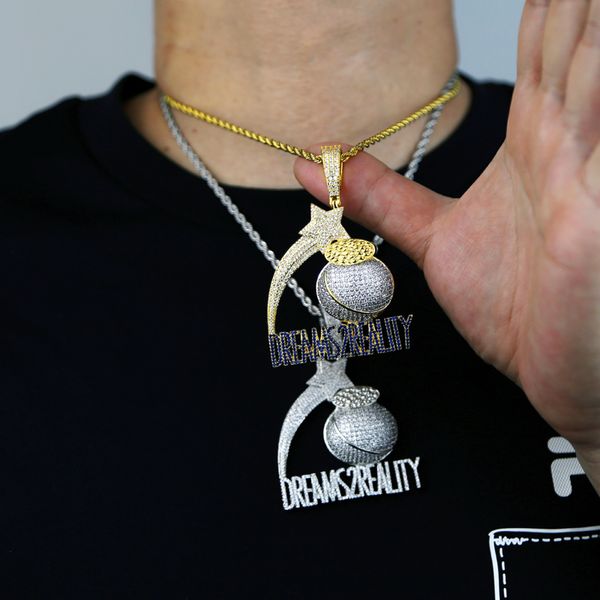Le lettre de rock hip hop glacée pendentif avec un collier de chaîne cubaine pour femmes colliers pour hommes bijoux navire