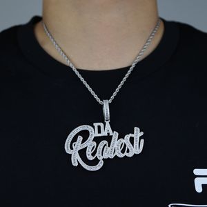 Collier avec pendentif en forme de Baguette pour hommes, style hip hop glacé, Micro pavé scintillant 5A, zircone cubique, chaîne en corde cubaine, bijoux Punk