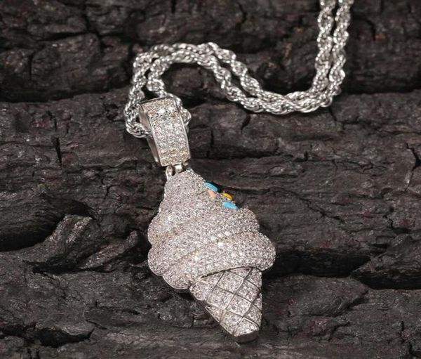 Collier pendentif à corde glacée glacée pour les hommes Femmes Hip Hop Designer de luxe Bling Diamond Pendants Pendants Silver Chain Bijoux1637577