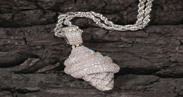 Collier pendentif à corde glacée glacée pour les hommes Femmes Hip Hop Designer de luxe Bling Diamond Pendants Pendants Silver Chain Jewelry7685207