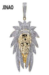 Iced Out Indian Chief Head Charm Pendant Colliers Hip Hop Gold Silver Color Chains For Men Mask Indian Gifts Bijoux 2010131035755