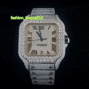 Bijoux glacés, montre en diamant, réglage manuel en acier inoxydable, montre Bustdown VVS Moissanite