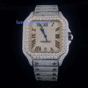 Bijoux glacés, montre en diamant, réglage manuel en acier inoxydable, montre Bustdown VVS Moissanite
