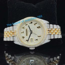 Iced Out sieraden roestvrijstalen handinstelling Bustdown hiphop VVS Moissanite diamanten horloge