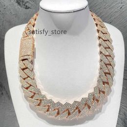 Iced Out Jewelry VVS Diamonds Collier 24 mm Hip Hop 925 Silver Cuban Link Chain Moissanite