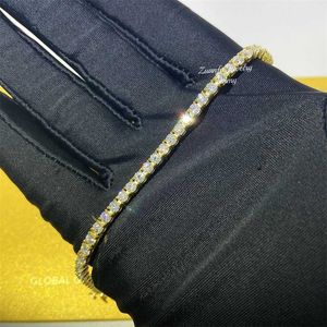 Iced Out Jewely Custom 14k Real Yellow Gold White Gold Rose Gold Vvs Moissanite Diamond Tennis Bracelets